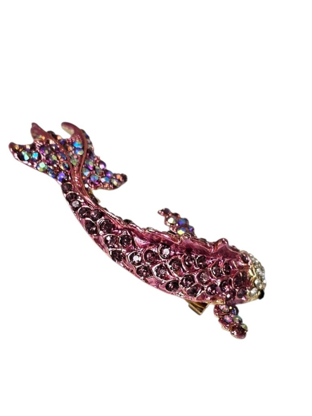 Vintage Pink Bling Cute KOI Fish Multi Color Crystal Women's Brooch Pin Party - Picture 3 of 10